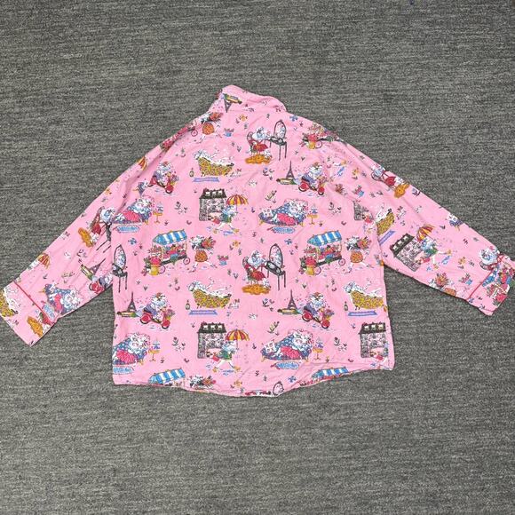 Anthropologie Print Fresh Pajamas Women 1X Pink Parisian Poodle Dog Flower Vespa - Picture 3 of 15